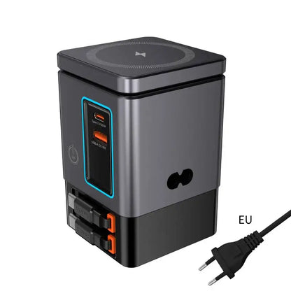 6-in-1 Cell Phone Charging Station with Retractable USB-C Cable Power Tower 105W Fast Charger for iPhone Airpod