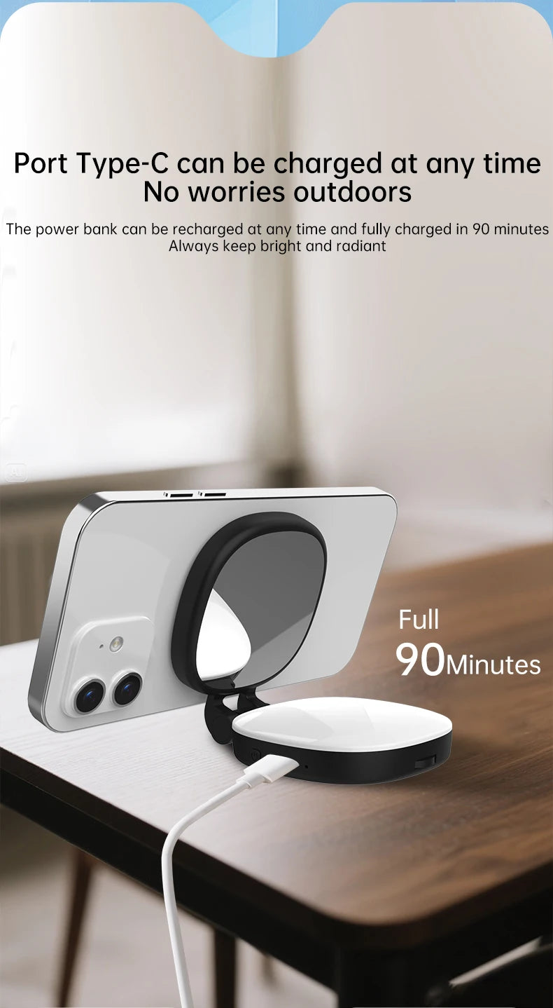 Mini Magnetic Selfie Mirror Led Light dual-colour adjustable reversible fill light bracket