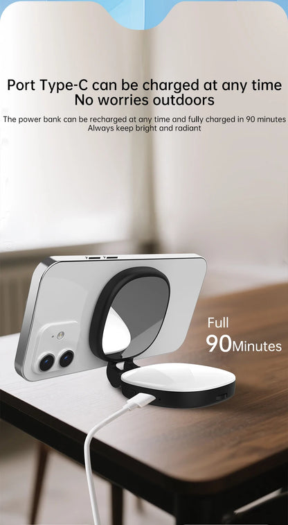 Mini Magnetic Selfie Mirror Led Light dual-colour adjustable reversible fill light bracket