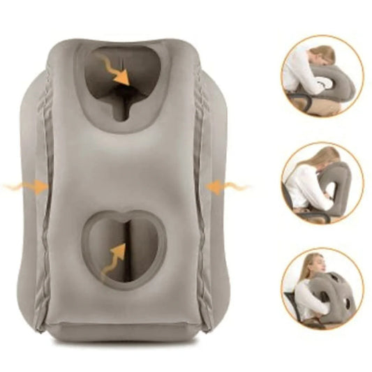 Inflatable Air Cushion Pillow Headrest Chin Support for Airplane, Car, Office Rest Neck Nap Pillow