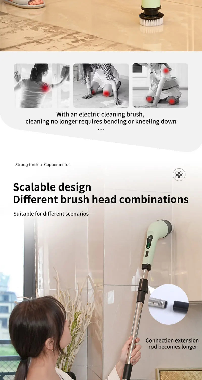 9-in-1 Electric Cleaning Brush Electric Spin Cleaning Scrubber