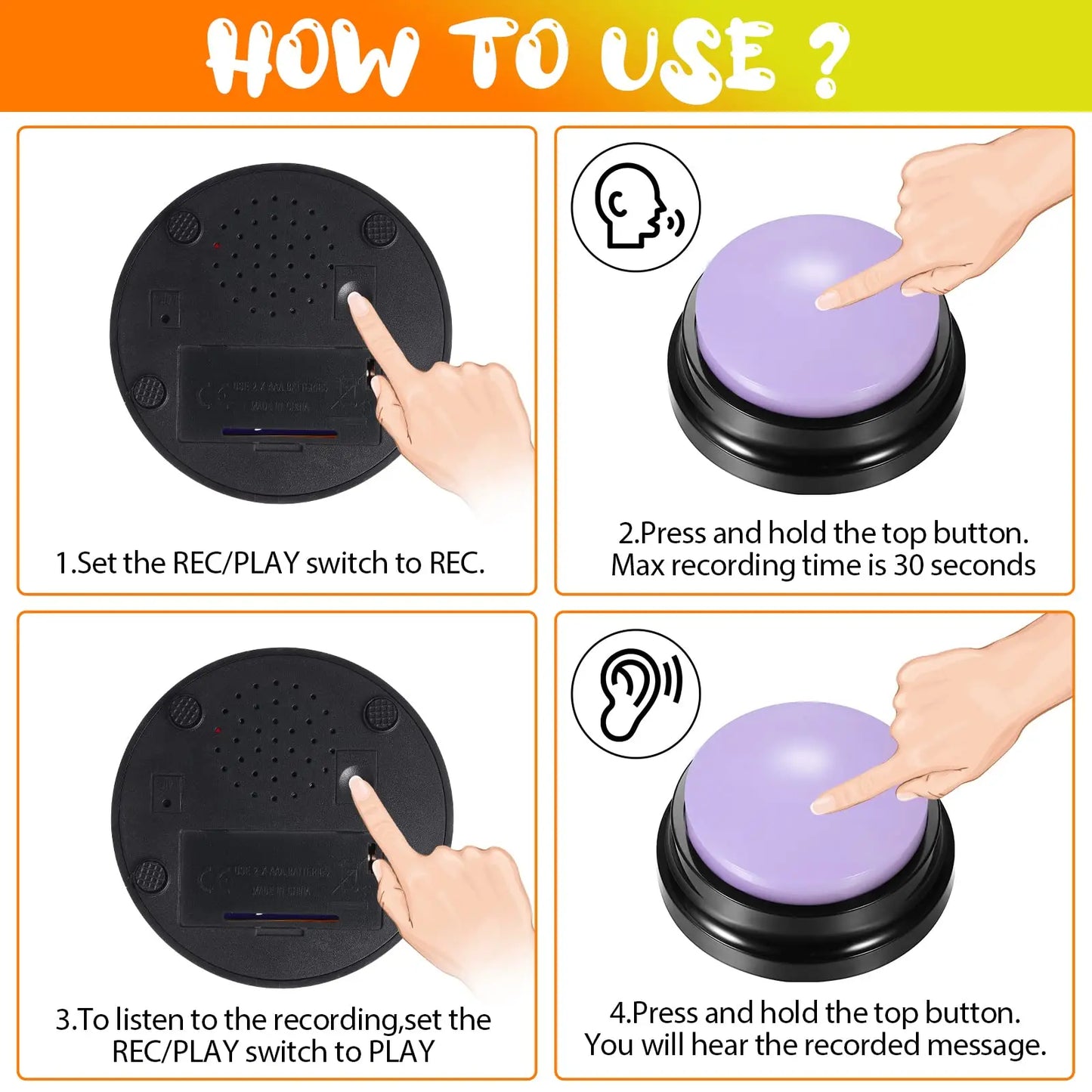 4/8/10pcs Recordable Pet Communication Toys Talking Button