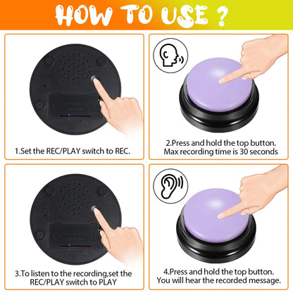 4/8/10pcs Recordable Pet Communication Toys Talking Button