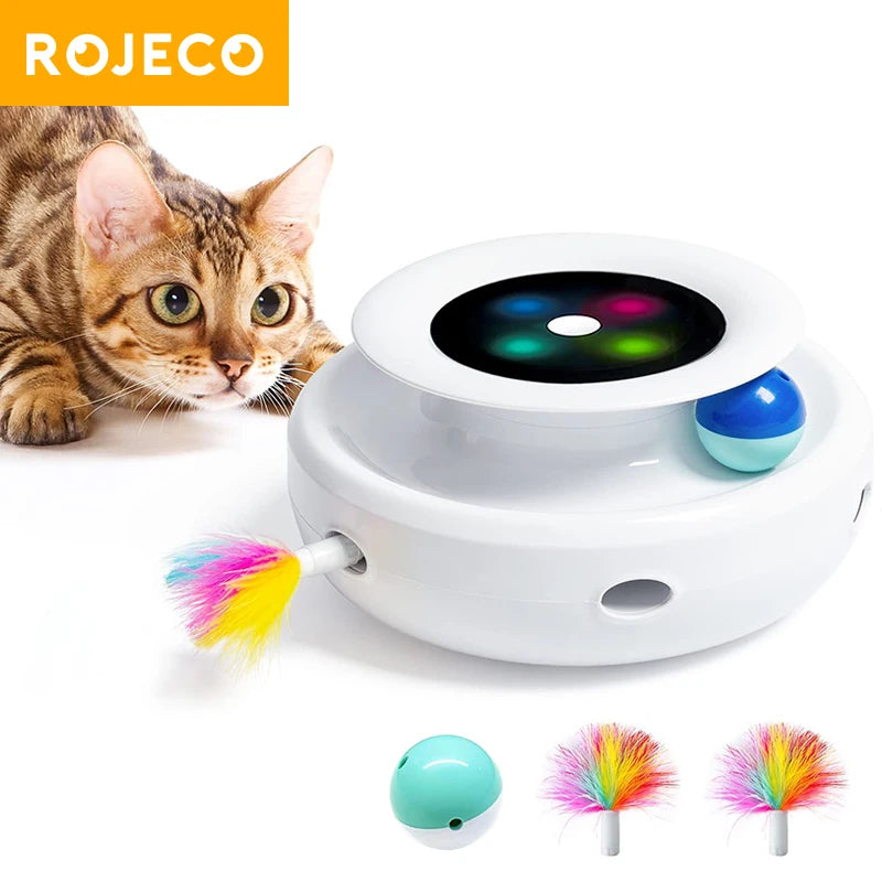 Automatic 5 Modes Feather Fun Ball for Pets Electronic Interactive Toy