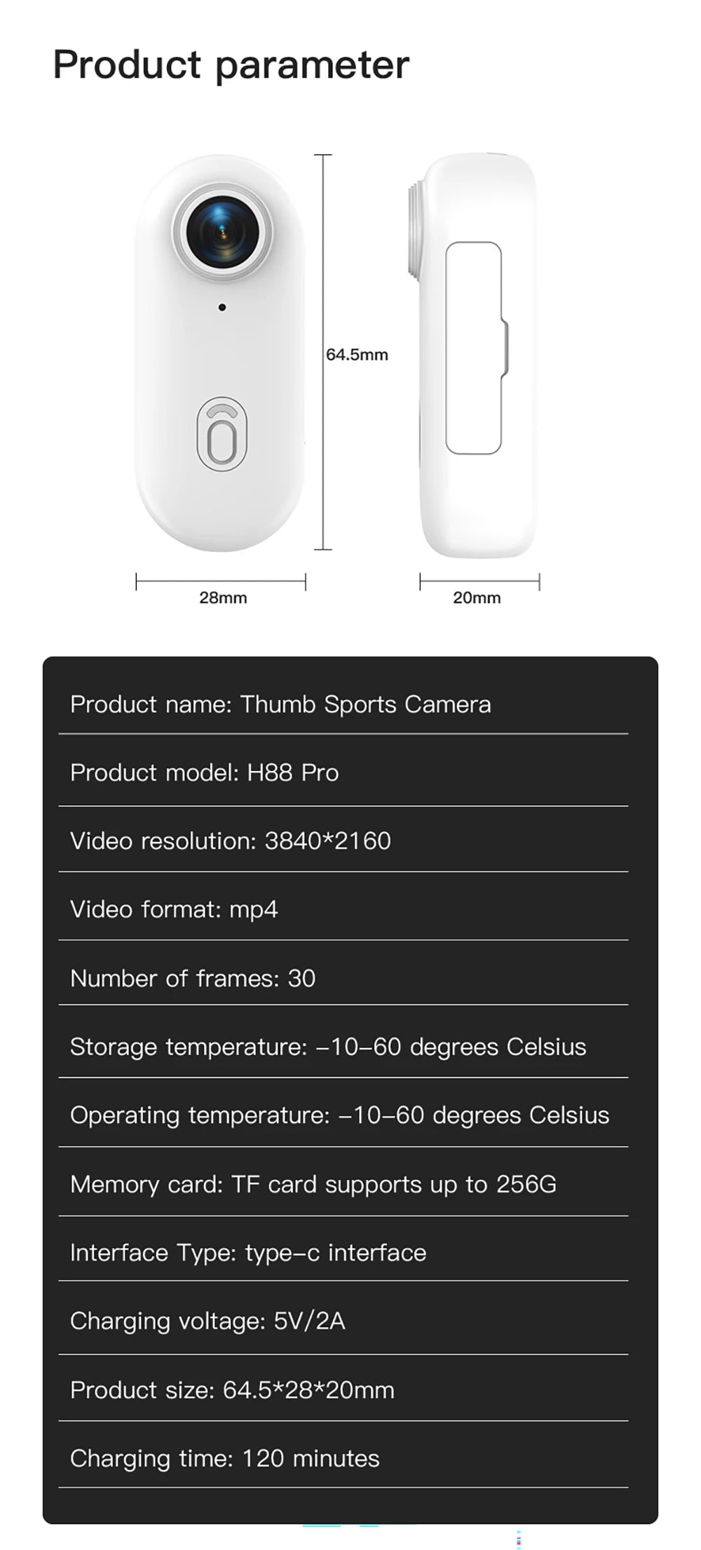 4K HD  Mini Recorder Finger WIFI Action Camera Lightweight