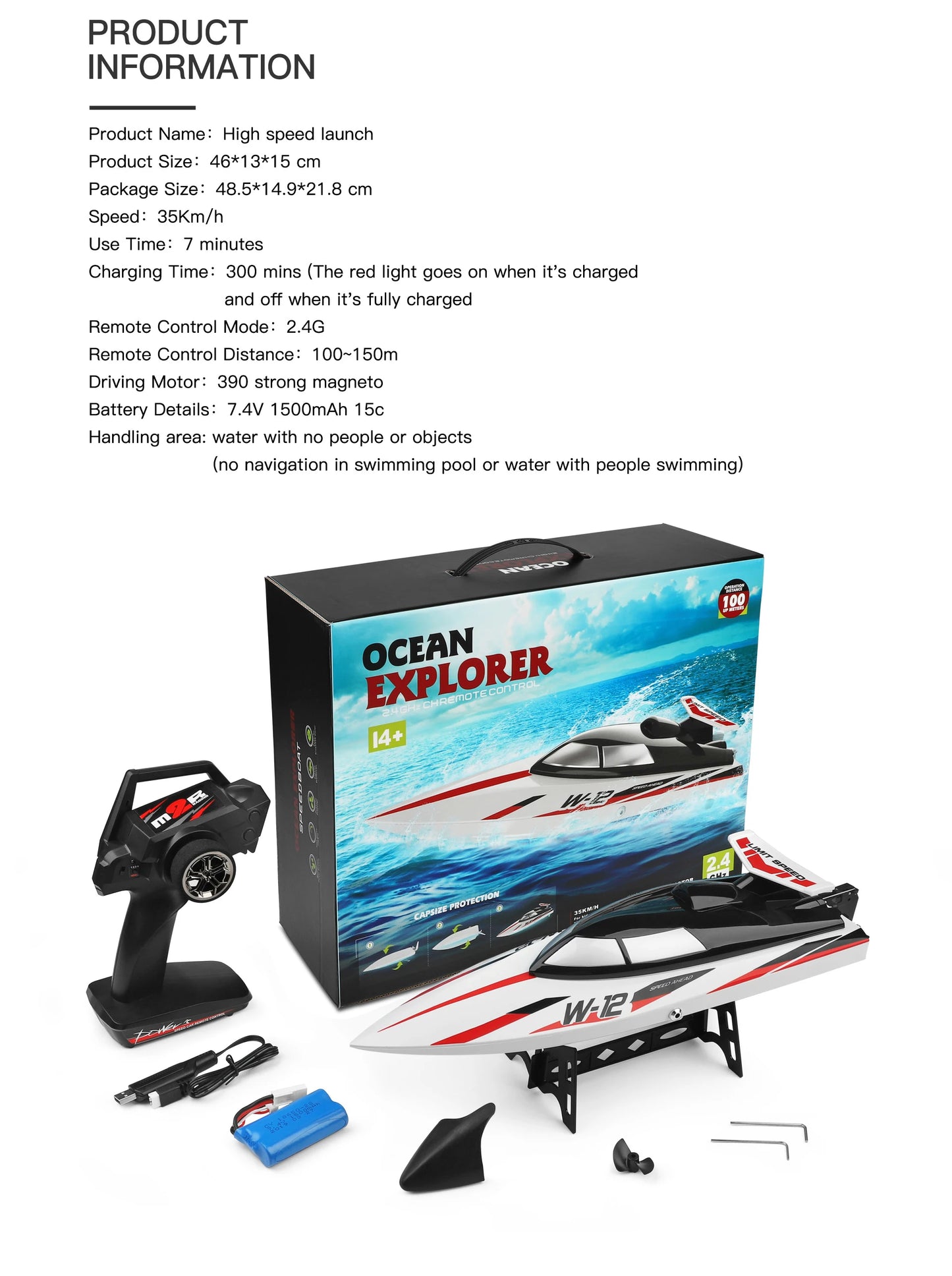 High Speed Racing Speedboat Toy For Children or Adults -Remote Control 55KM/H 35KM/H