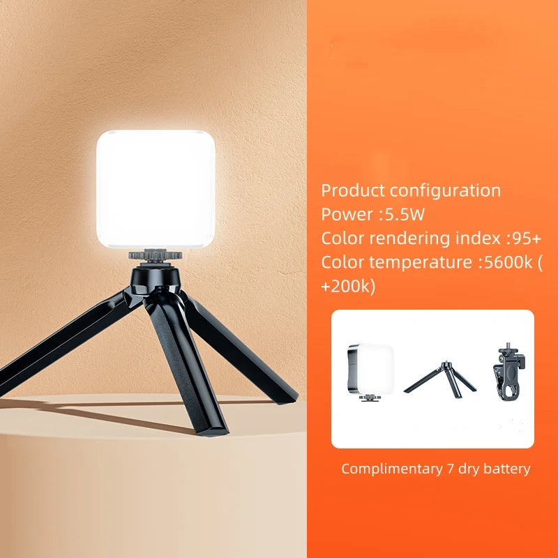 Led Adjustable Portable Selfie Video Light-Brightness Boost Color Control with Clamp Tripod Selfie Stick