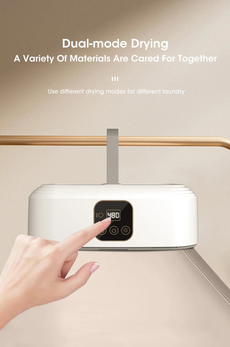 Electric Portable Clothes Dryer Foldable Smart Drying Rack with UV Light Sterilization for Home and Travel Use