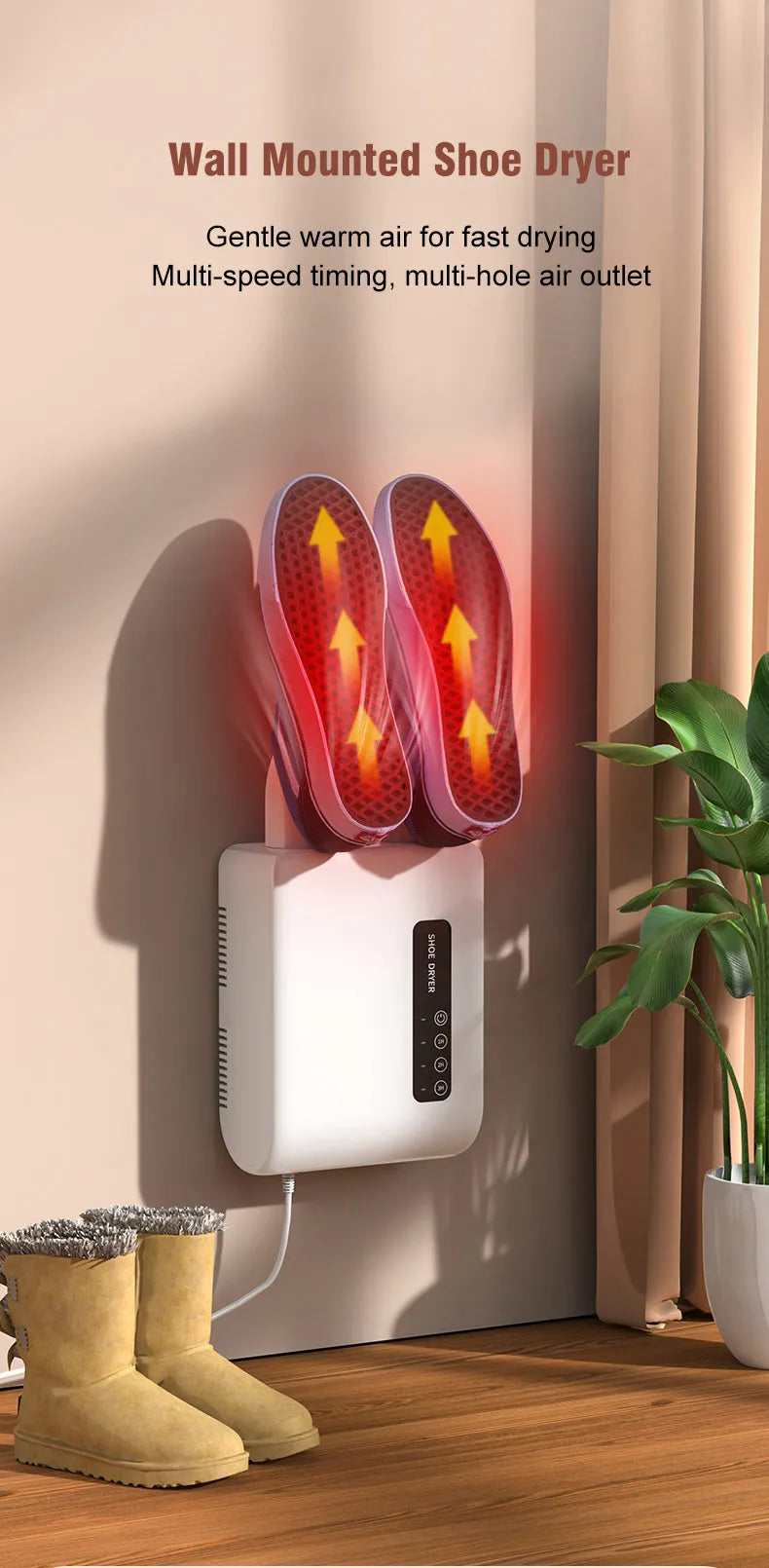 Electric Shoes Dryer Deodorizer with Heat Dehumidifier Device Foot Warmer Heater