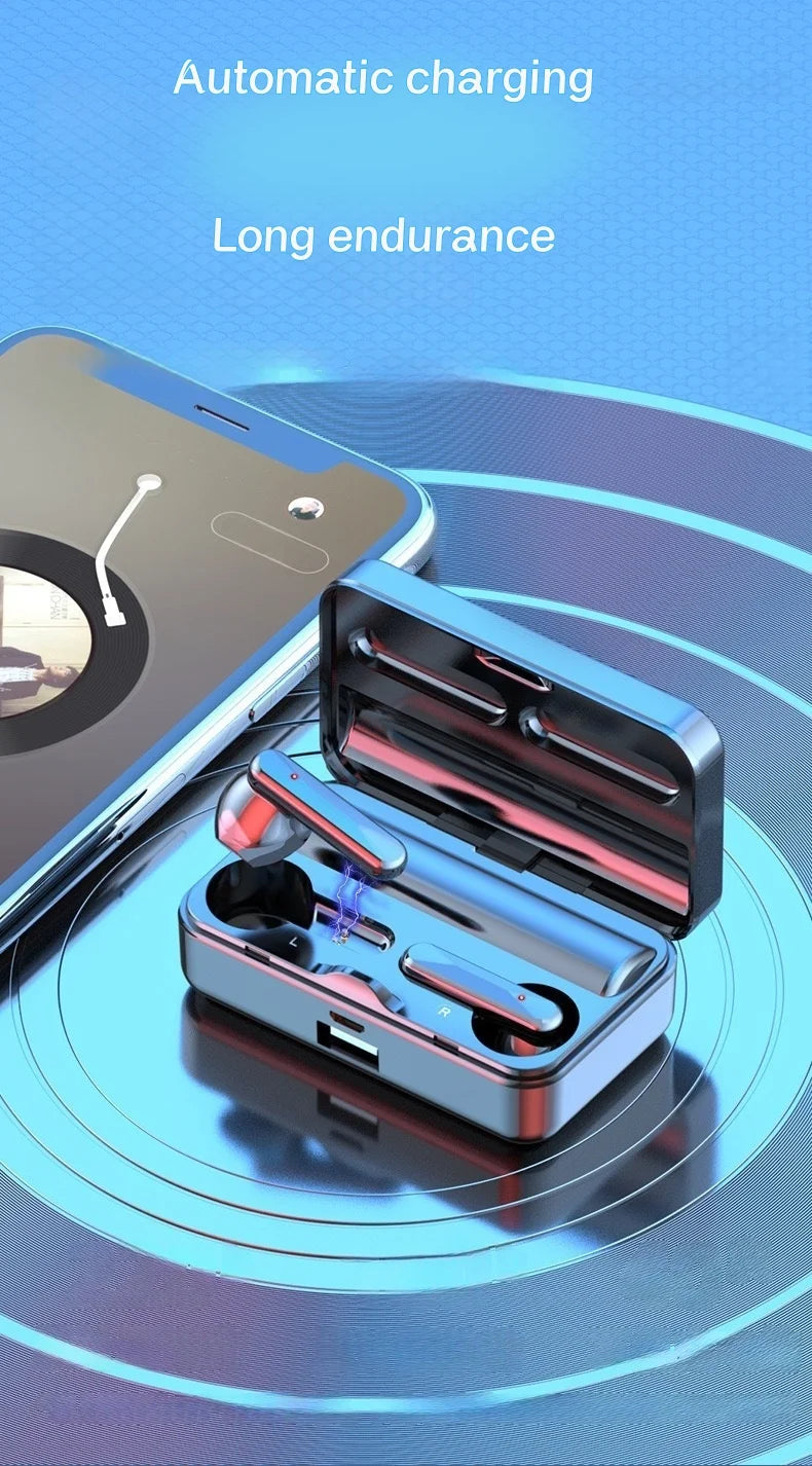 S20 Bluetooth Earphone  Mirror case with Digital Display Touch Control  Earbuds