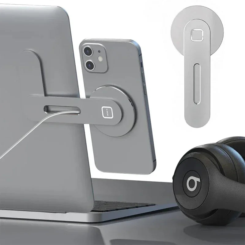 Magnetic Laptop Phone Holder Slim & Foldable For iPhone 14 13 12 Series Case and All Phone