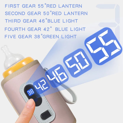 Portable Baby Bottle Insulation Sleeve, Baby Milk Insulation Device with LCD Screen, USB connection & 5  temperature mode
