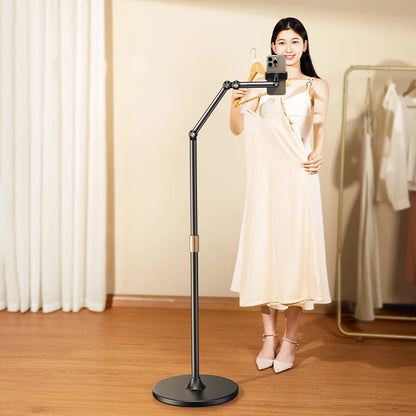 Stand Phone, Tablet Holder Floor Aluminum  Retractable iPad Clip
