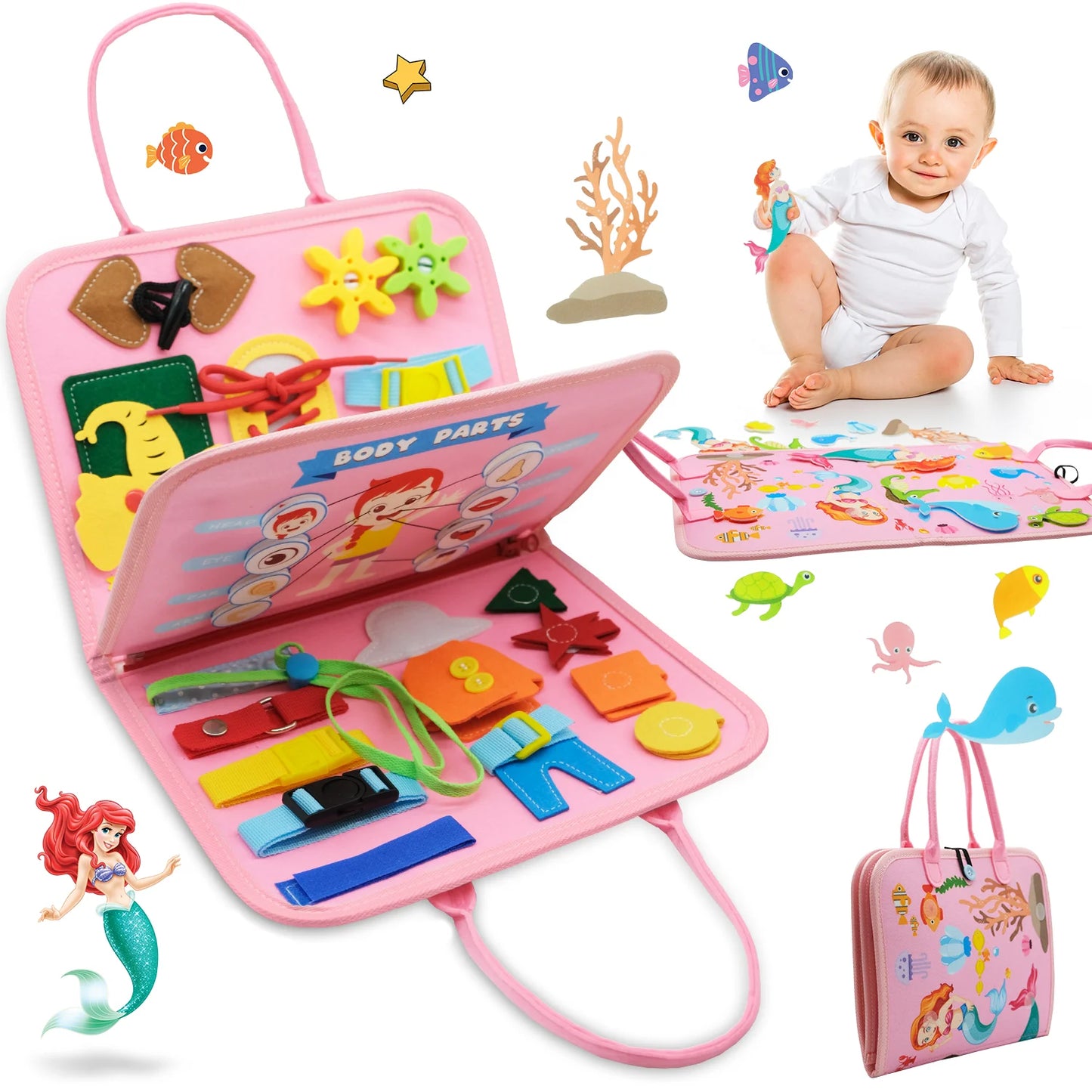 Busy Board Montessori Toys for Toddler Busy Book Sensory - Preschool Early Education