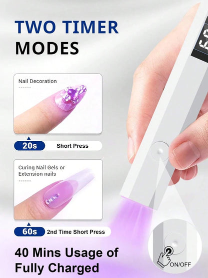 Portable Handheld UV Light lamp for Gel Nails  Rechargeable