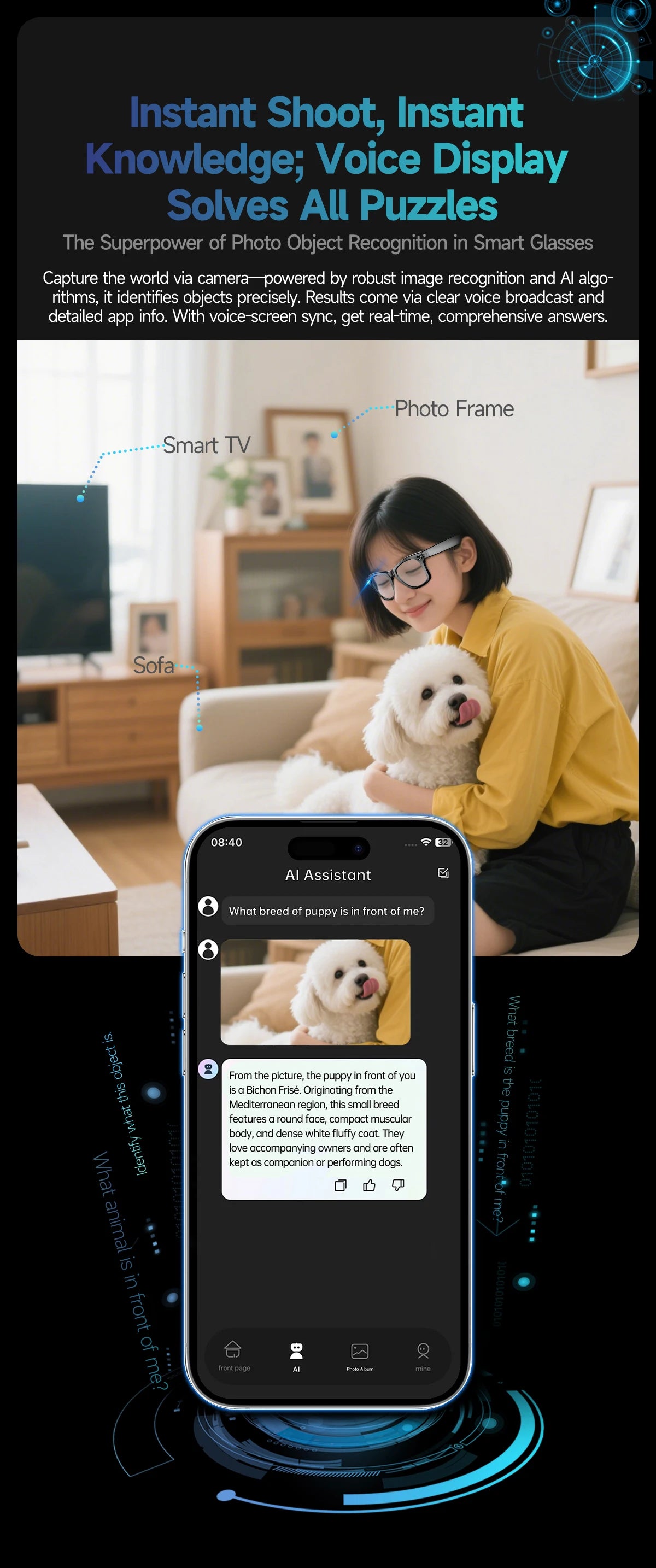 TOP 1 Meta AI Smart Glasses 13MP Camera Video Recording 100+ Languages Translation Sunglasses