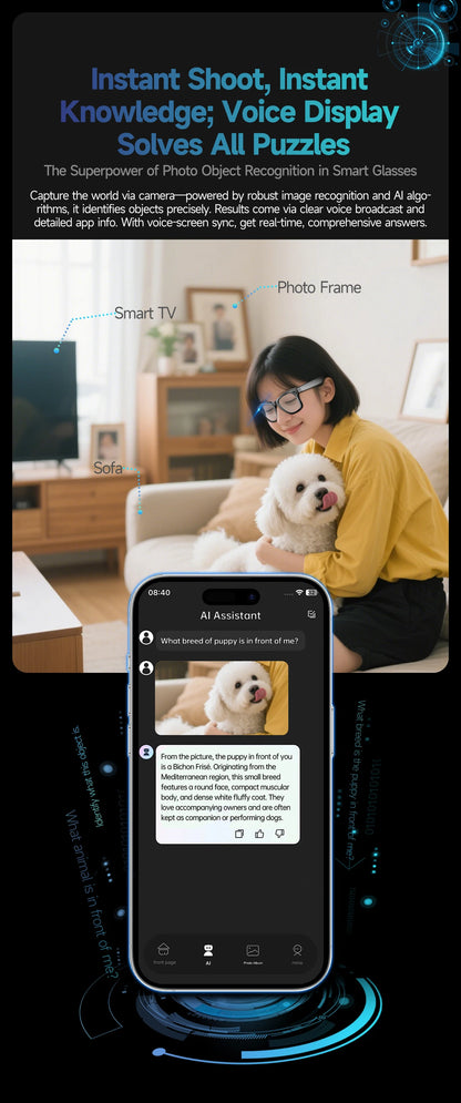 TOP 1 Meta AI Smart Glasses 13MP Camera Video Recording 100+ Languages Translation Sunglasses
