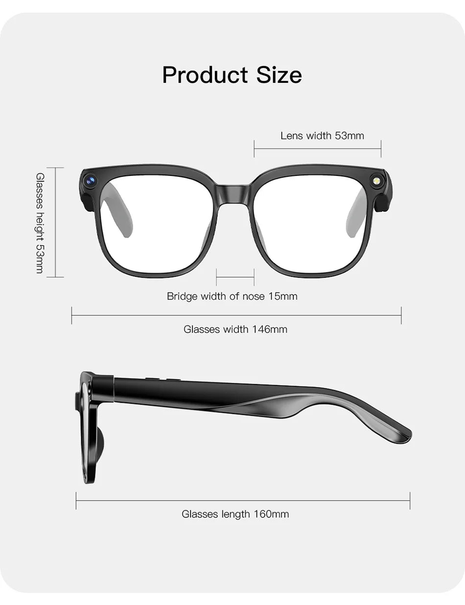 Smart Glasses 2026 4K HD Chat GPT 800MP Camera Recording WIFI - Bluetooth Call 260Mah Voice Assistant