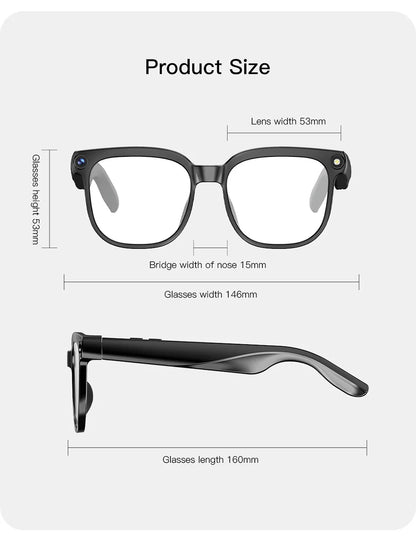 Smart Glasses 2026 4K HD Chat GPT 800MP Camera Recording WIFI - Bluetooth Call 260Mah Voice Assistant