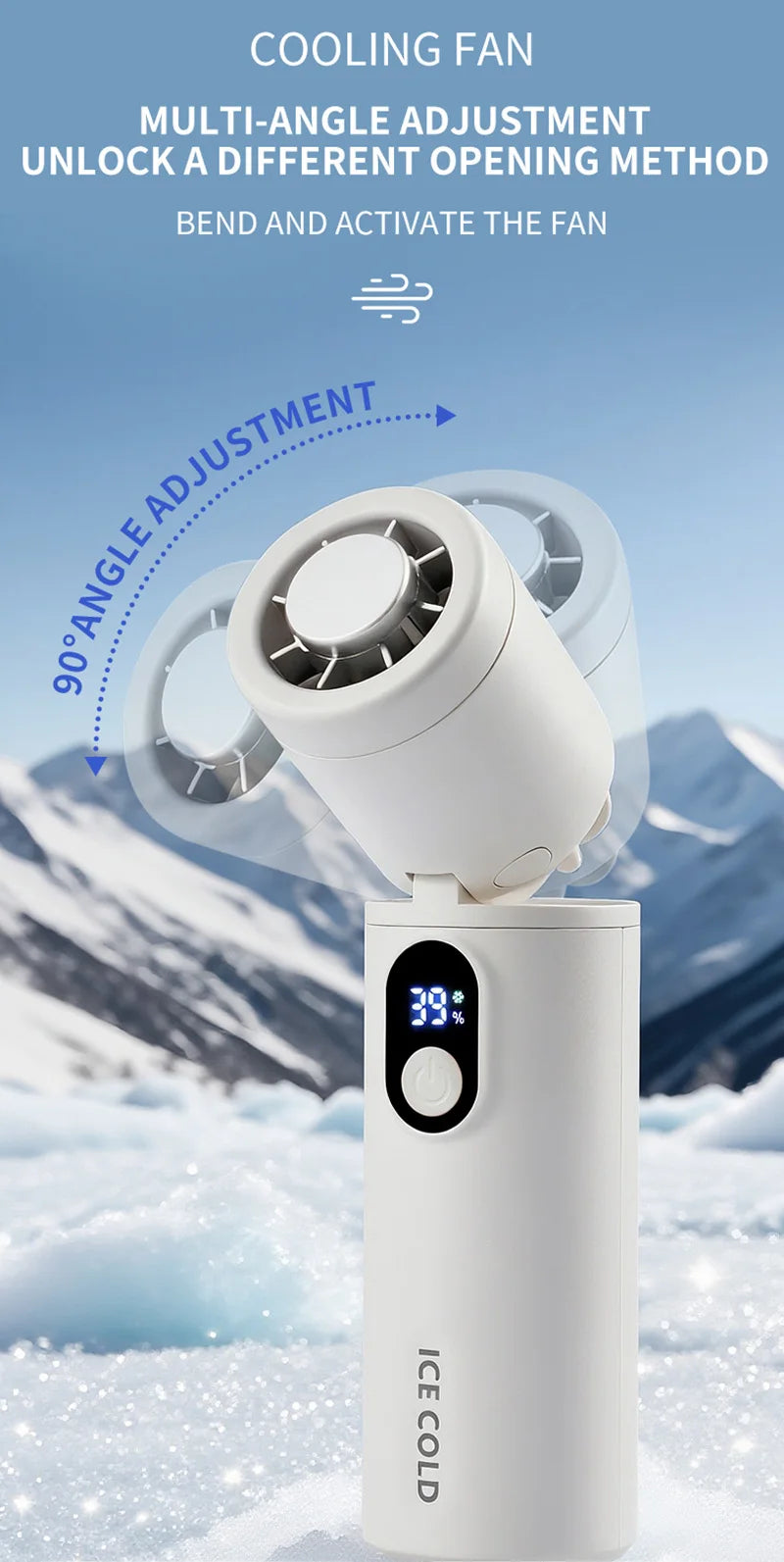 Lenovo Foldable Handheld Fan High Speed Turbine Ice Cooling 100 Gears USB rechargeable