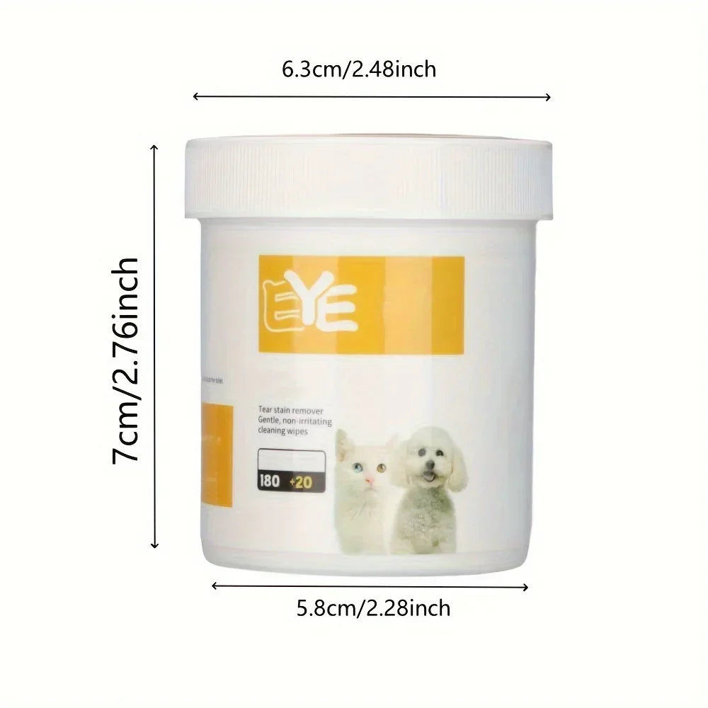Mini 200pcs Pet Eye Cleaning Wipes, Gentle Tear Stain Remover Wipes for Pet Eye