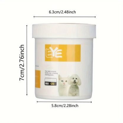 Mini 200pcs Pet Eye Cleaning Wipes, Gentle Tear Stain Remover Wipes for Pet Eye