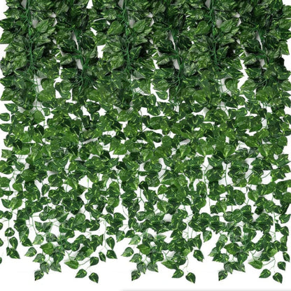 12pcs Artificial Plants Hanging Green Leaf - Fake Plant Vines Creeper