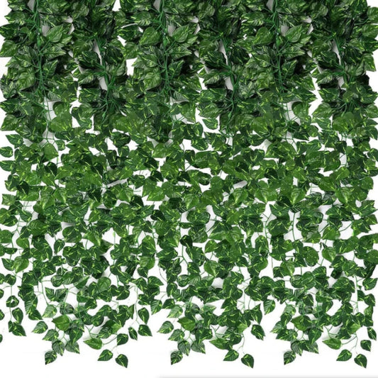 12pcs Artificial Plants Hanging Green Leaf - Fake Plant Vines Creeper