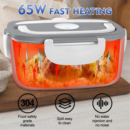 1.5L 65W Portable Electric Lunch Box for Car Or Home -  Stainless Steel Liner with Cloth