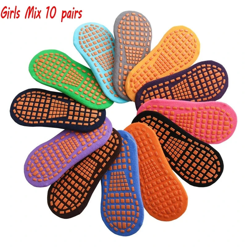 10 Pairs Kids Adults Anti-Slip Socks Parent-Child Trampoline Sock
