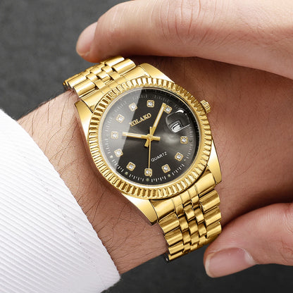 Luxury Men Business Watches Gold & Silver Fashion Women Quartz Watch