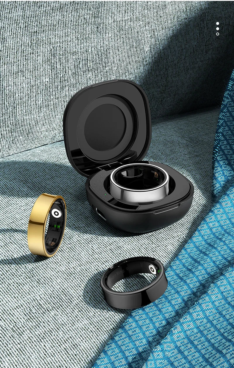 Smart Ring Men Women with Charging Case ,Heart Rate Blood Oxygen,Skin Temperature Monitor