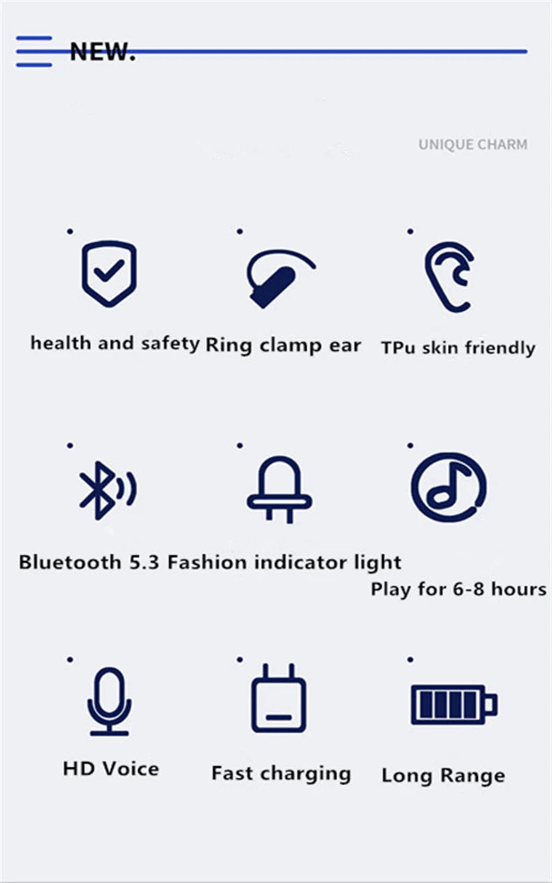 Earphone Clip Wireless Bluetooth Sport Noise Canceling