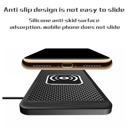 Cordless 15W Car Charger Pad Non-Slip Qi Fast Charging for Android & iPhone 11/12/13/14 - Vehicle Phone Charger