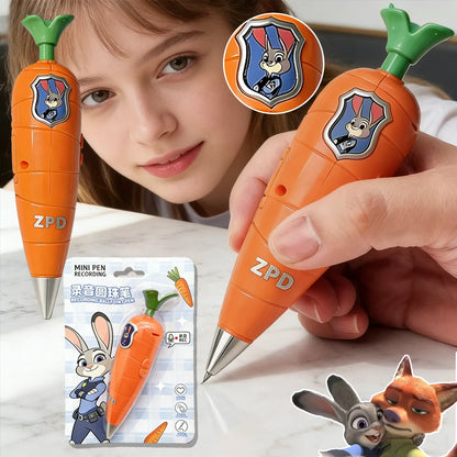 Zootopia 2 Carrot Recorder Pen (60-Second Mini Recorder) | 2-in-1 Judy & Nick Themed Kids’ Version | Movie Cosplay Prop & Gift