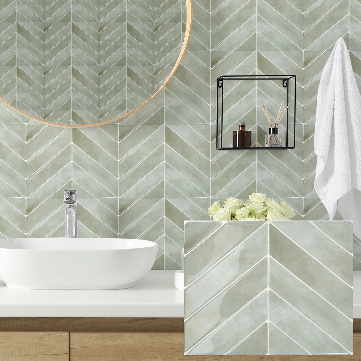 3D self-adhesive wall stickers, waterproof and easy to clean, suitable for kitchen, bathroom, living room, dining room, etc.