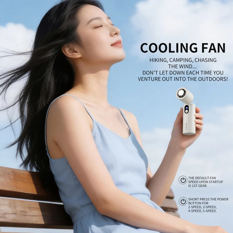 Lenovo Foldable Handheld Fan High Speed Turbine Ice Cooling 100 Gears USB rechargeable