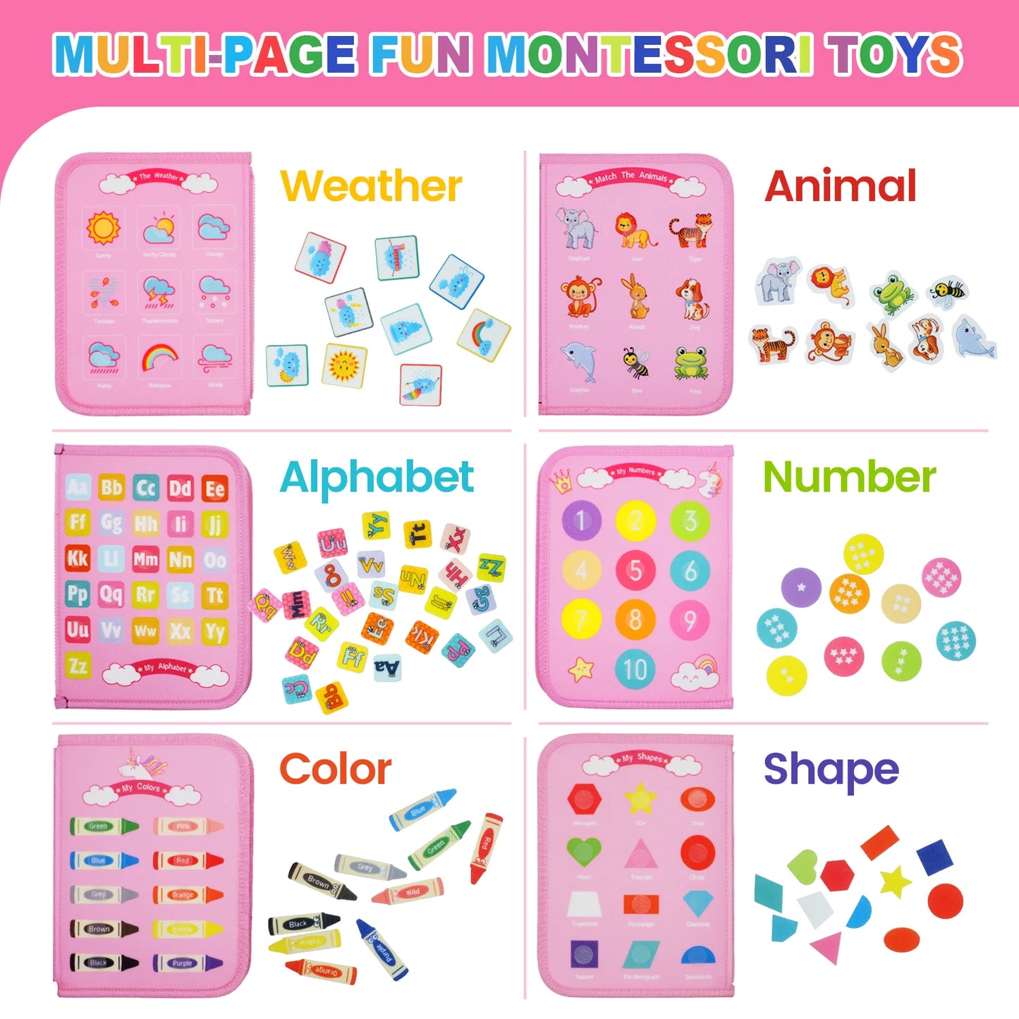 Busy Board Montessori Toys for Toddler Busy Book Sensory - Preschool Early Education