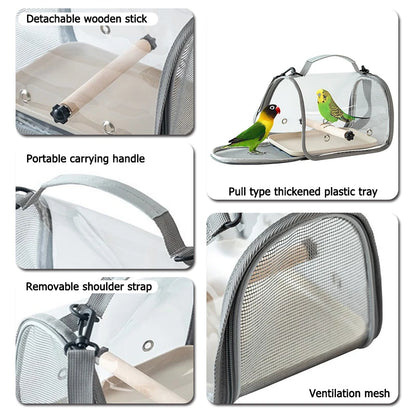 Portable Breathable Bird, Hamster, parrot Travel Bag With Stand & Removable straps  design