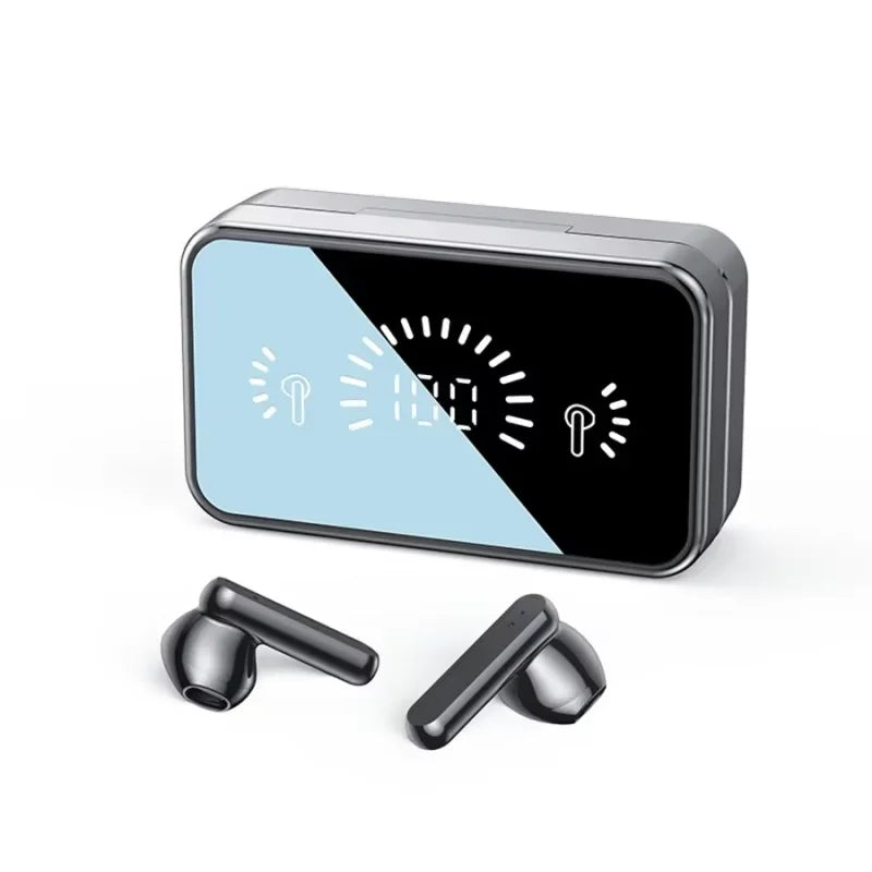 S20 Bluetooth Earphone  Mirror case with Digital Display Touch Control  Earbuds
