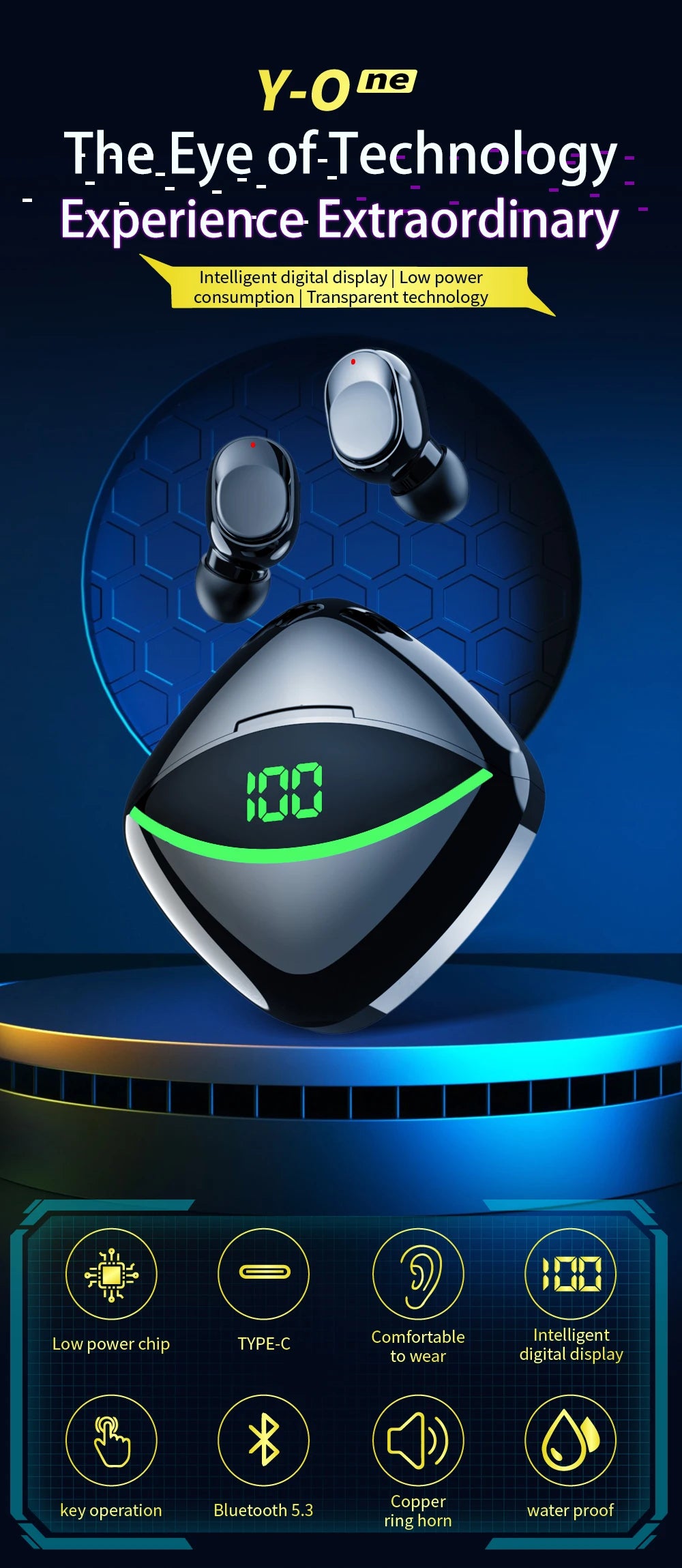 Wireless Bluetooth 5.3 Headset Earphones With Mic Smart Touch Headphones In-Ear Noise Reduction Earbuds