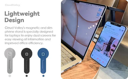Magnetic Laptop Phone Holder Slim & Foldable For iPhone 14 13 12 Series Case and All Phone