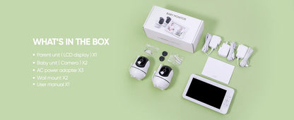 1080P HD Split Screen Video Baby Monitor with two Camera, Hack Proof, Remote Zoom/Pan/Tilt, 4000mAh Battery