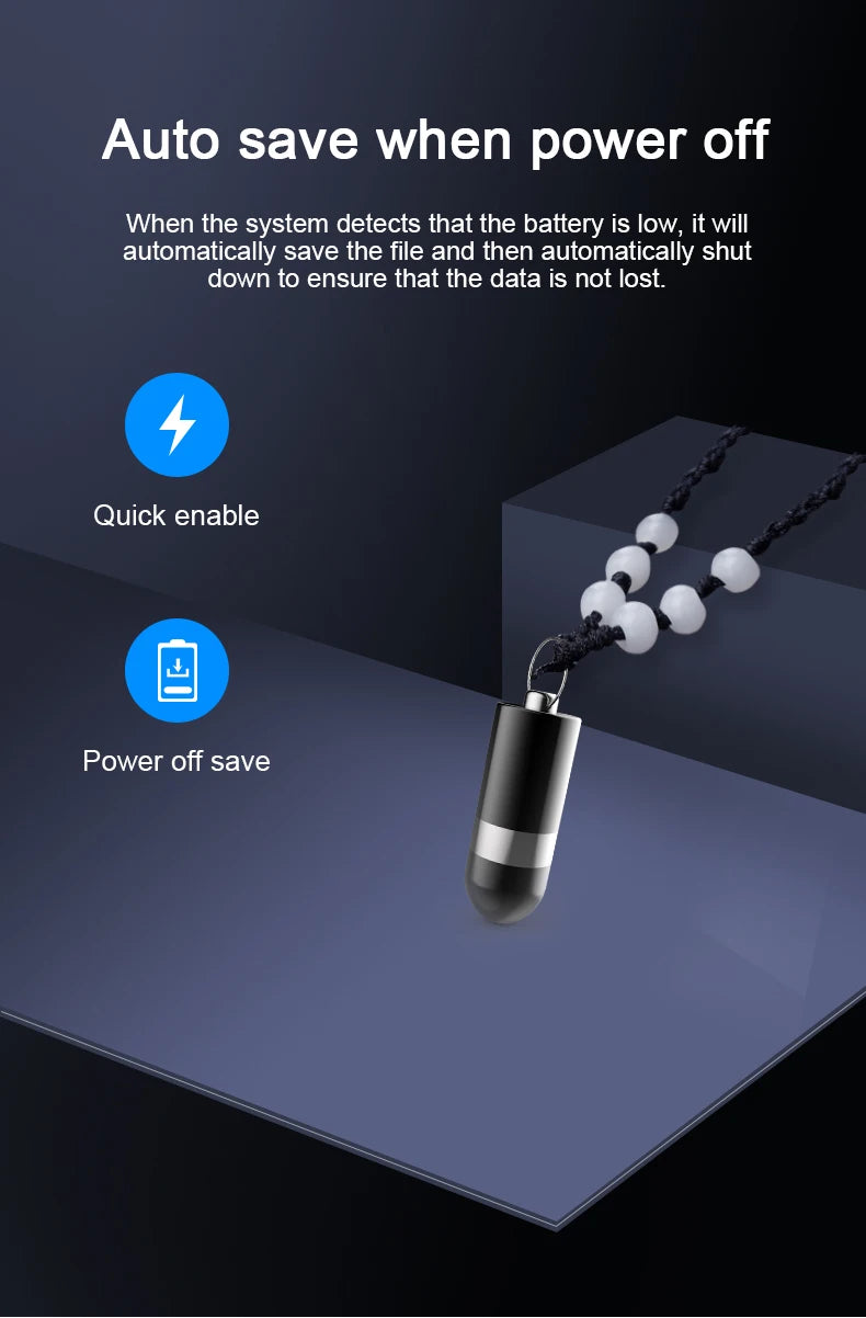 Mini Voice Recorder Digital Device with key ring & necklace