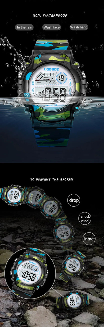 Digital LED Luminous Waterproof Watch for Kids Multi-function
