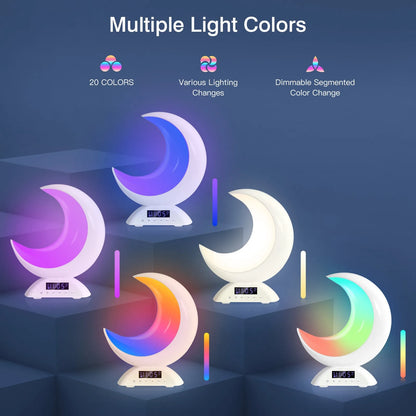 Cute Moon Mood Light Touch Dimming with Clock RGB Color Changing Light Bluetooth Speaker Music Playback  Bedroom Night Light