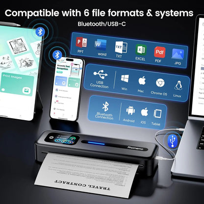 Phomemo M832D Touchscreen Portable Printer Thermal Inkless Supports Prints A4 & US Letter, Compatible with iOS/Android/PC