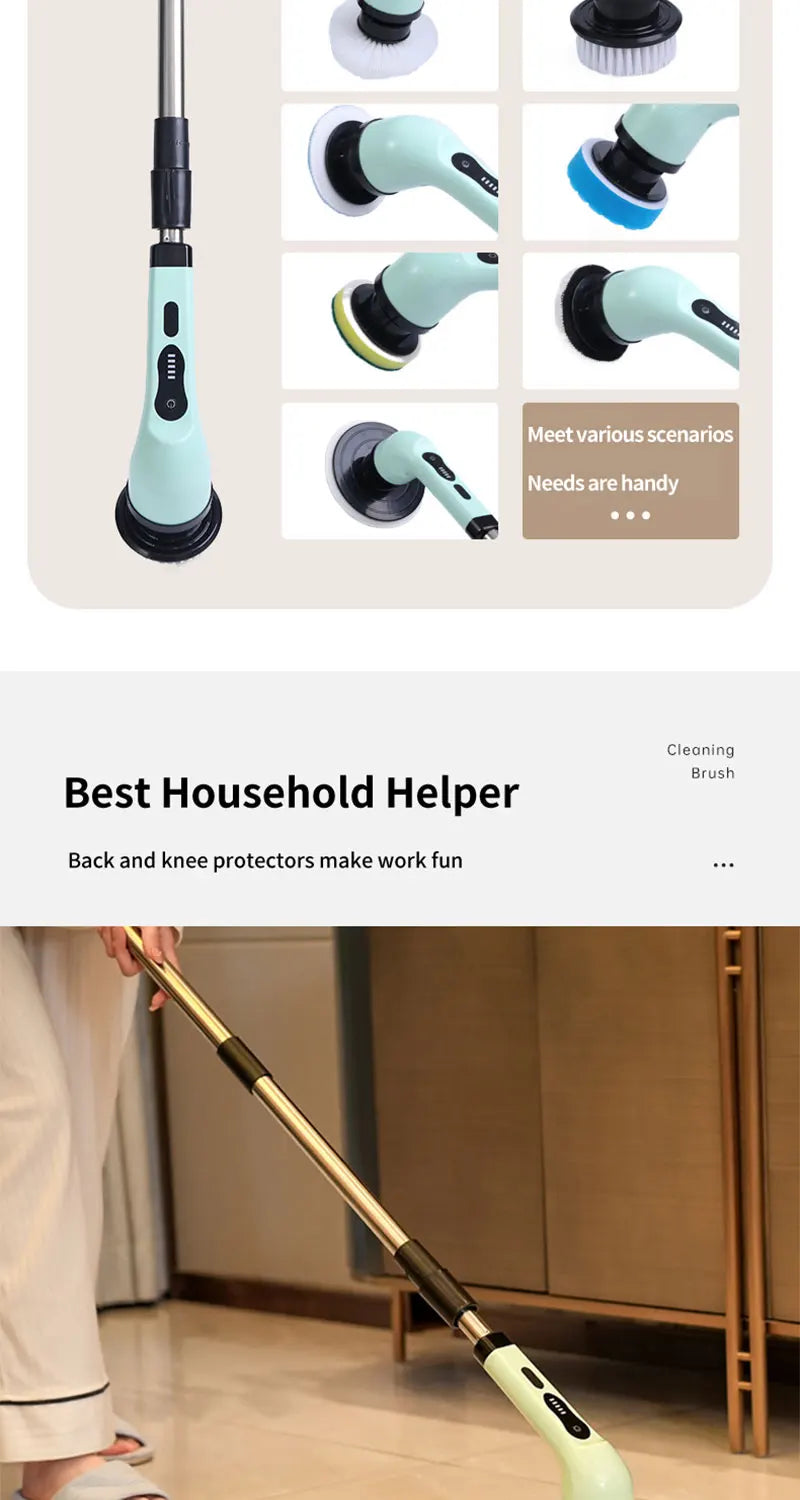 9-in-1 Electric Cleaning Brush Electric Spin Cleaning Scrubber