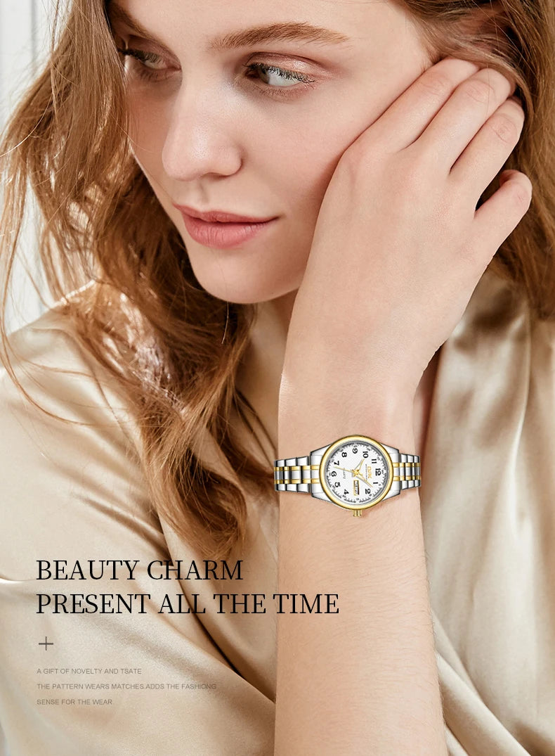 Watch For Women Quartz Watch Waterproof Classic Luxury Brand Stainless Steel Strap