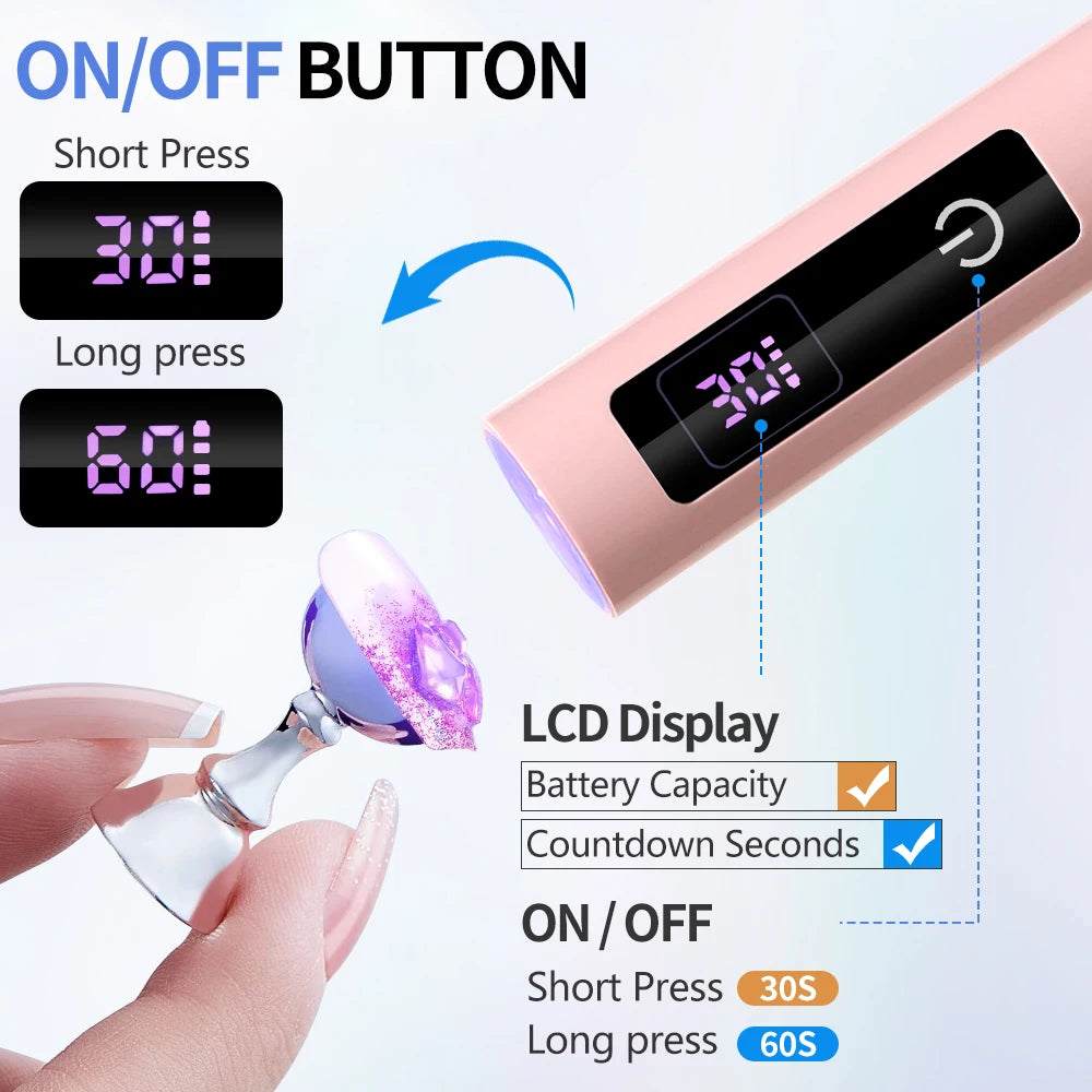 Pencil Lamp Nail UV LED Dryer Portable Rechargeable Flashlight UV Light